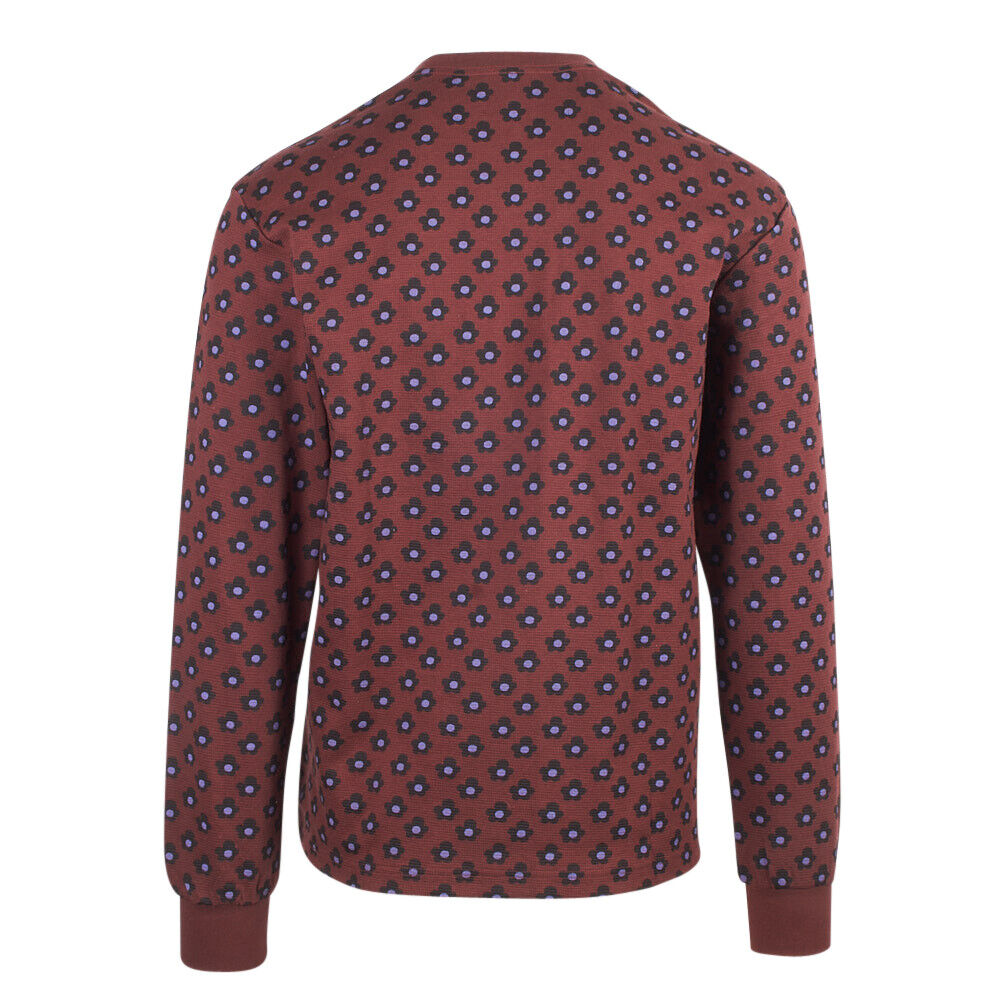 OBEY Men's Maroon Waffle Flower Thermal L/S T-Shirt