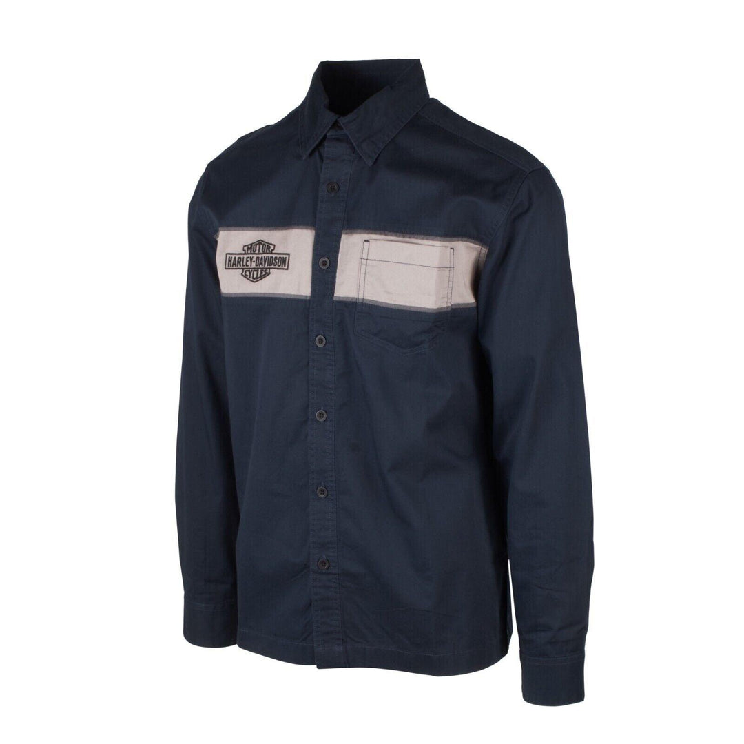 HD Branded Men's Arched Graphic Colorblock Mechanics L/S Woven Shirt (S45)