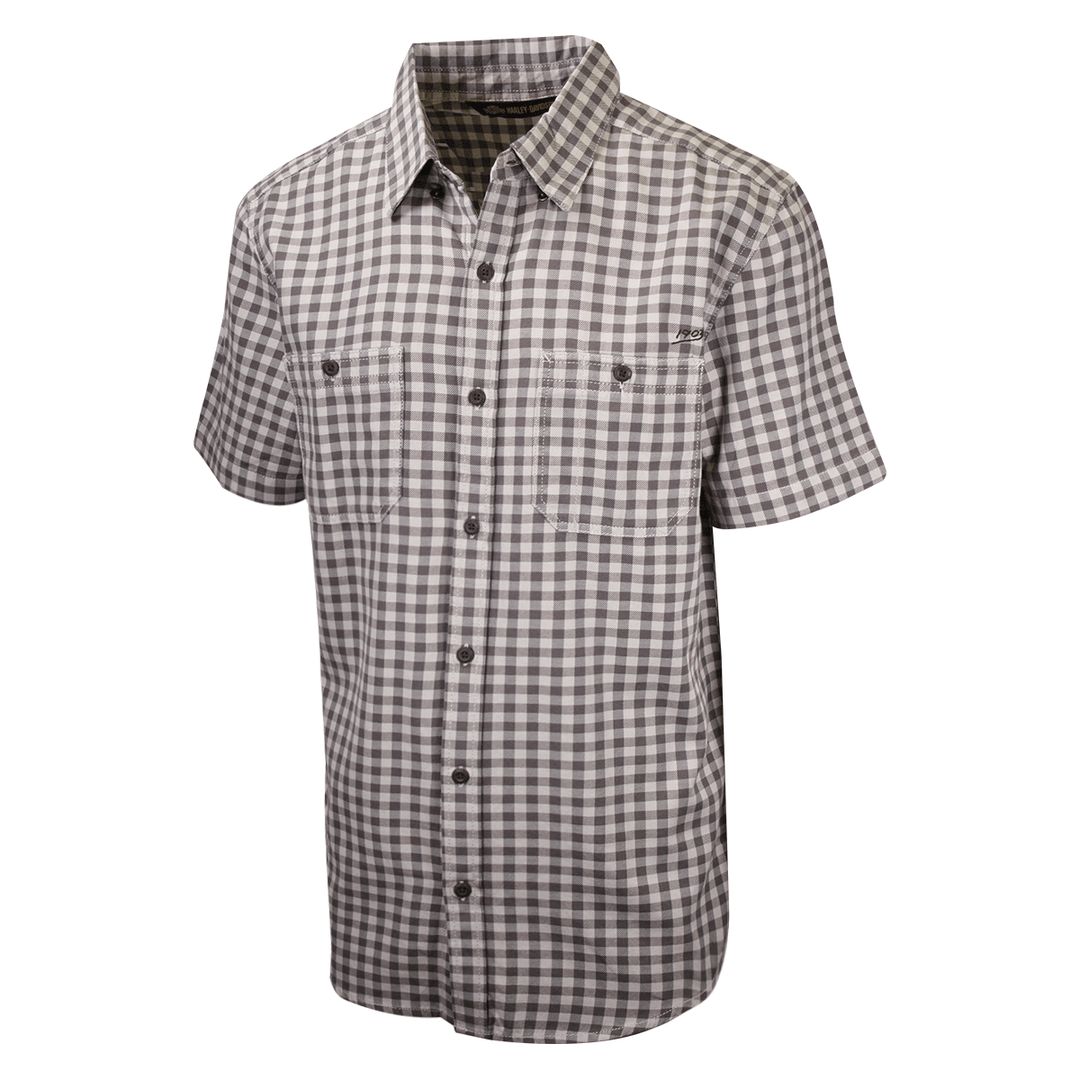 HD Branded Men's Grey Brown Plaid S/S Woven Shirt