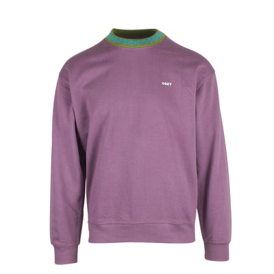 Obey Men's Purple Green Aqua Collar Crew Neck L/S Sweater (S01B)
