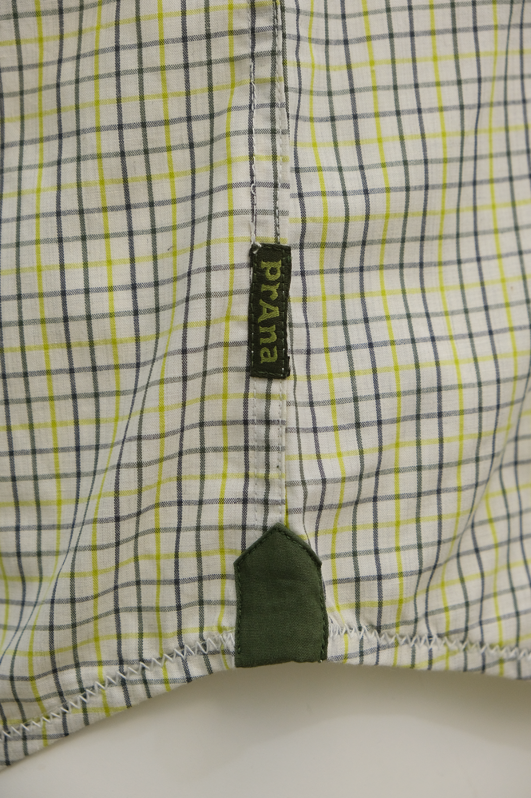 prAna Men's Chartreuse Green Box Plaid S/S Woven Shirt (Slim Fit) S01