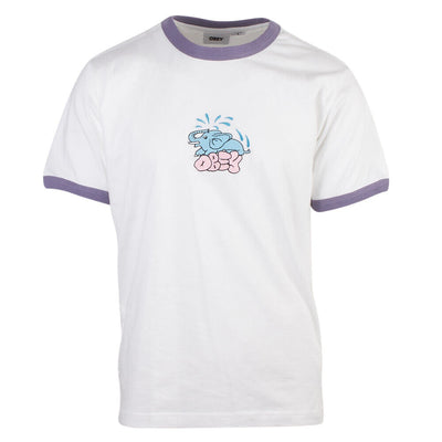 OBEY Men's White Elephant Ringer S/S T-Shirt
