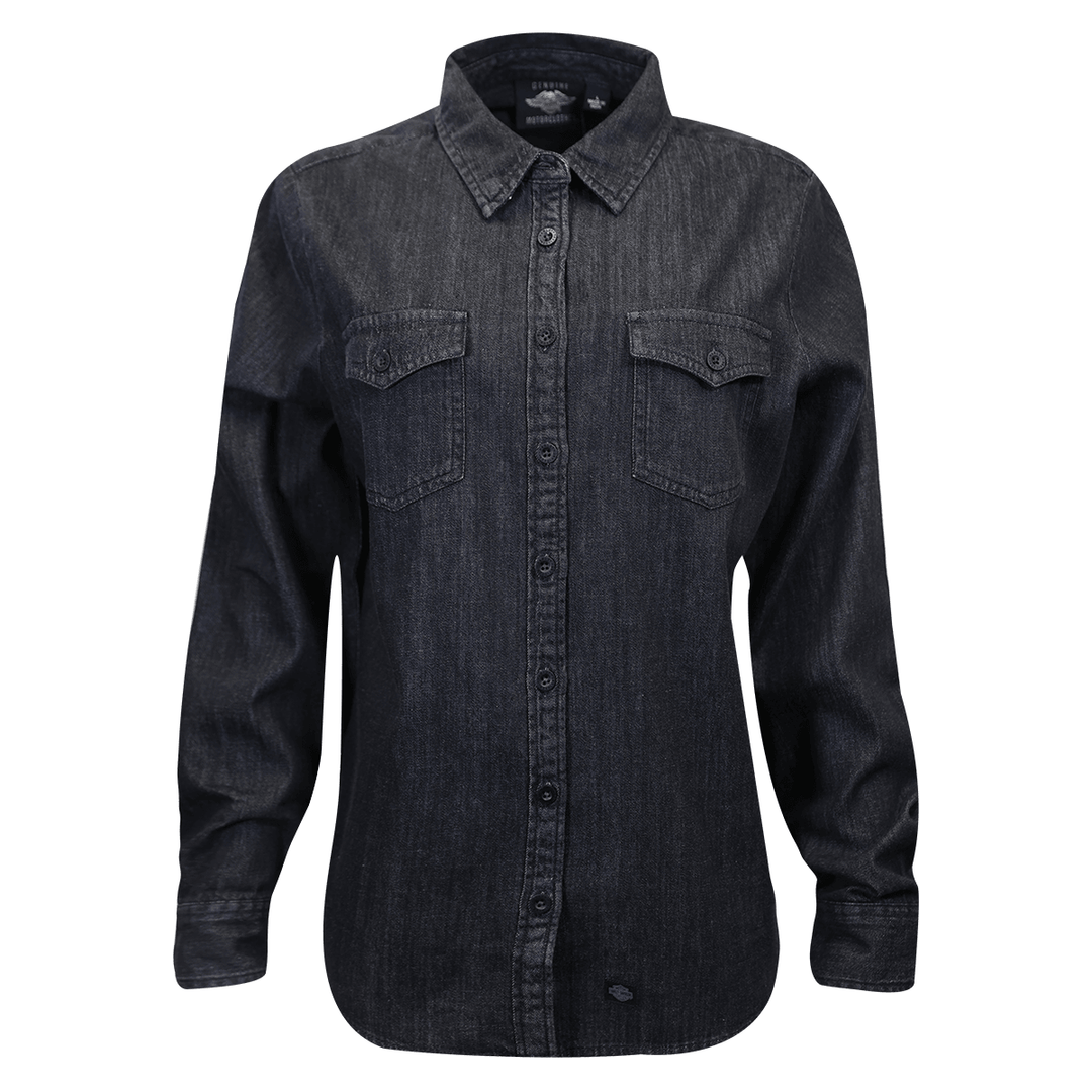 HD Branded Women's Grey Denim L/S Woven Shirt (S05)