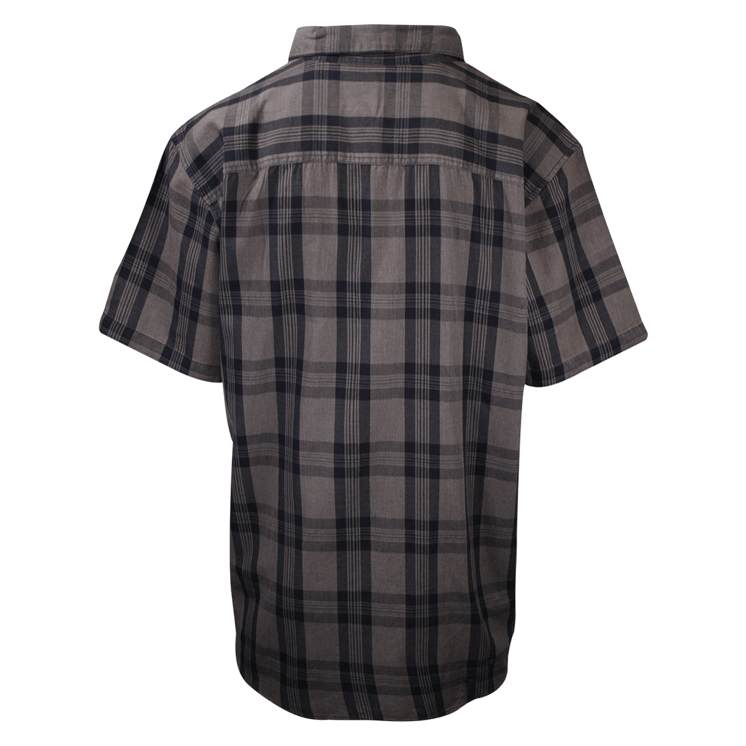 HD Branded Men's Grey Navy Plaid S/S Woven Shirt