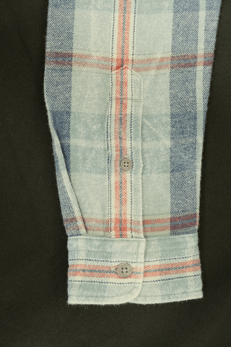 Quiksilver Boy's Pastel Blue Red L/S Flannel Shirt (S03)