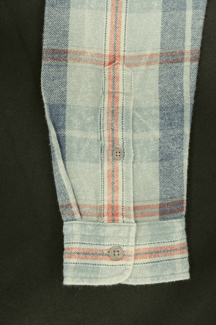 Quiksilver Boy's Pastel Blue Red L/S Flannel Shirt (S03)