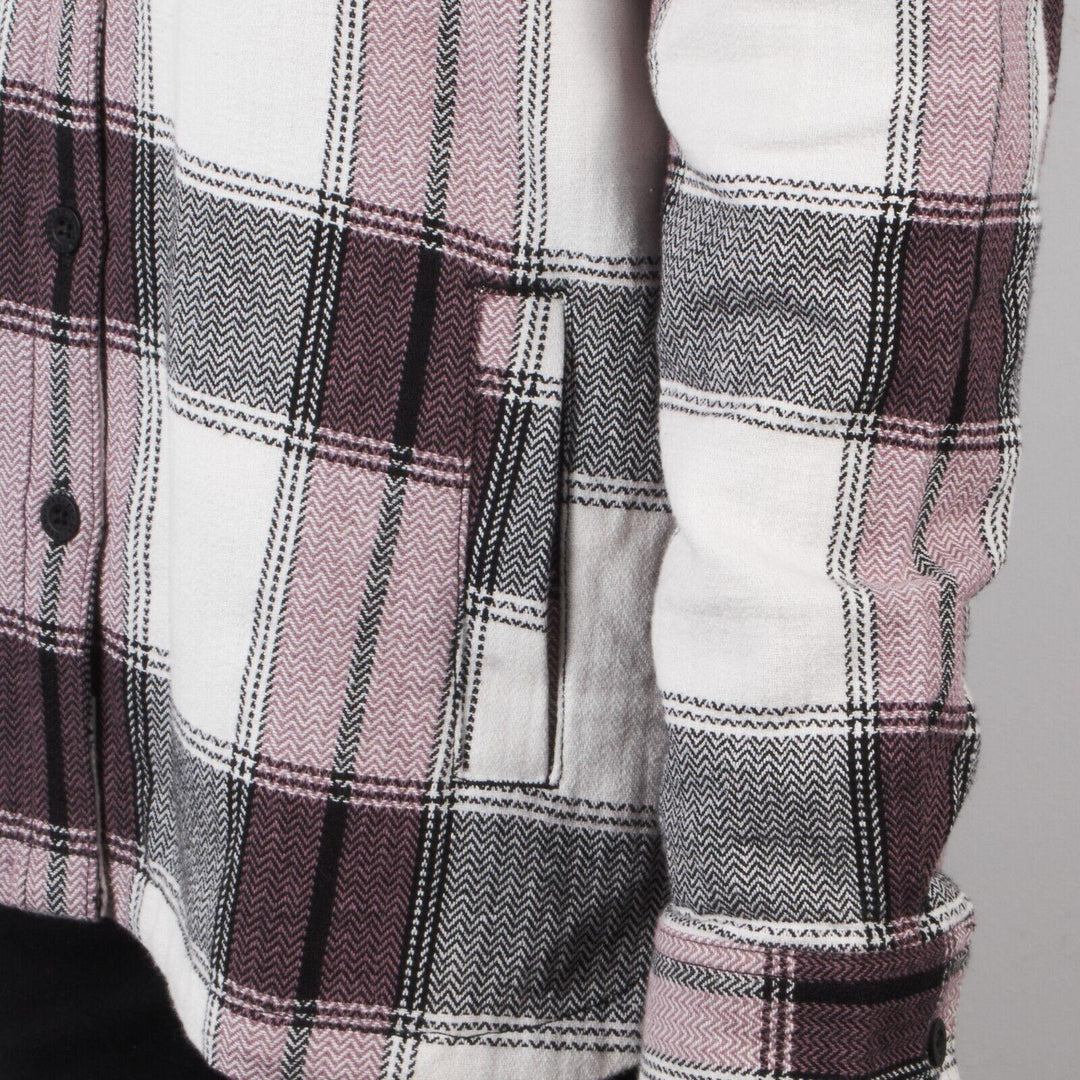 HD Branded Women's H-D Cream Purple Plaid Hooded L/S Shirt Jacket