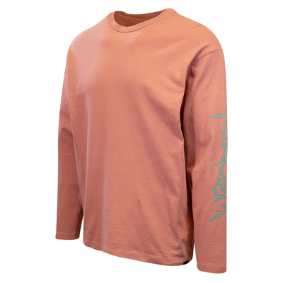 Volcom Men's Salmon Pink Remote Chronicles Loose Fit L/S T-Shirt (S01)