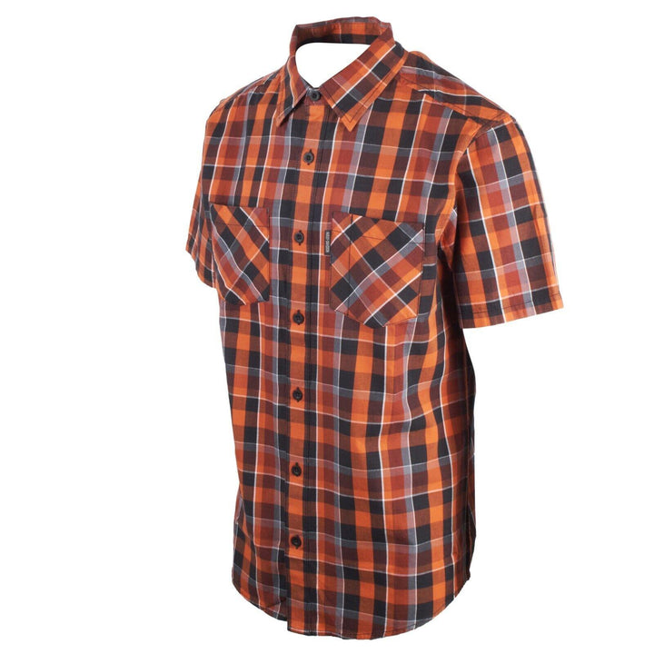 HD Branded Men's Orange Black Plaid MKE S/S Woven Shirt (S45)