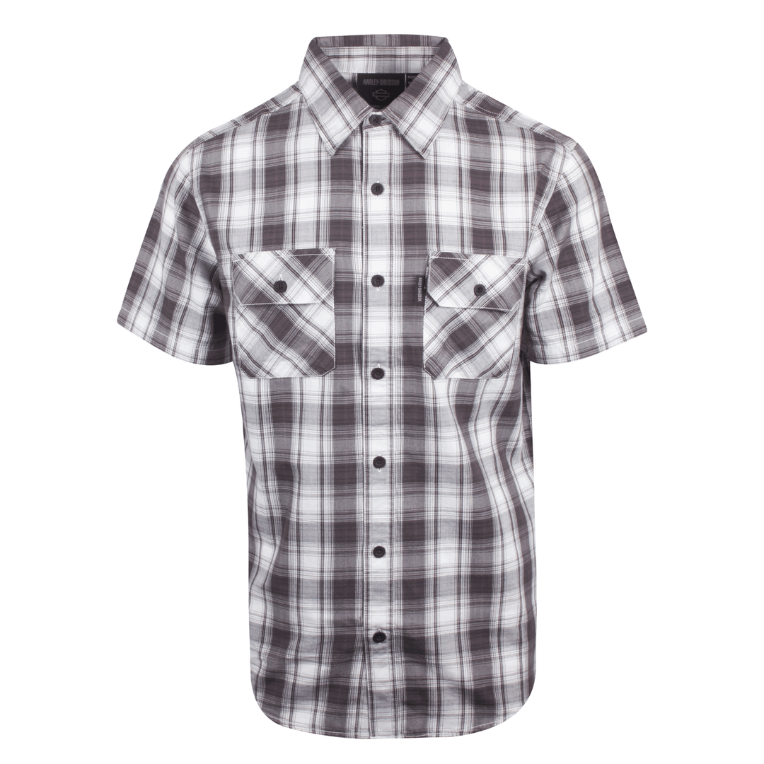 HD Branded Men's Purple White Plaid Amplifier S/S Woven Shirt (S34)