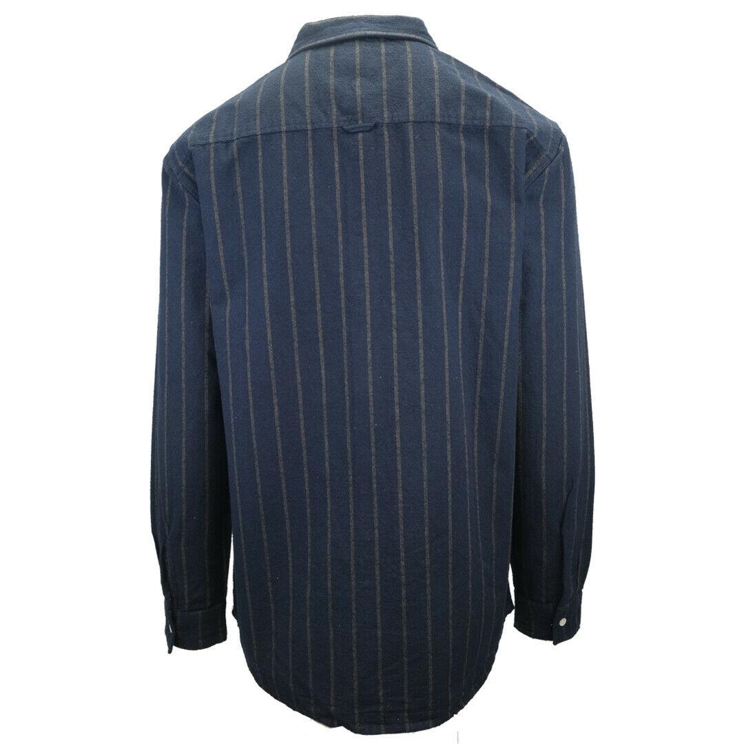 Quiksilver Men's Navy Brown Striped L/S Flannel Shirt (S09)