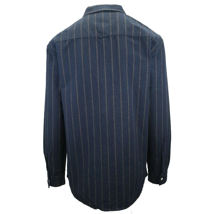 Quiksilver Men's Navy Brown Striped L/S Flannel Shirt (S09)