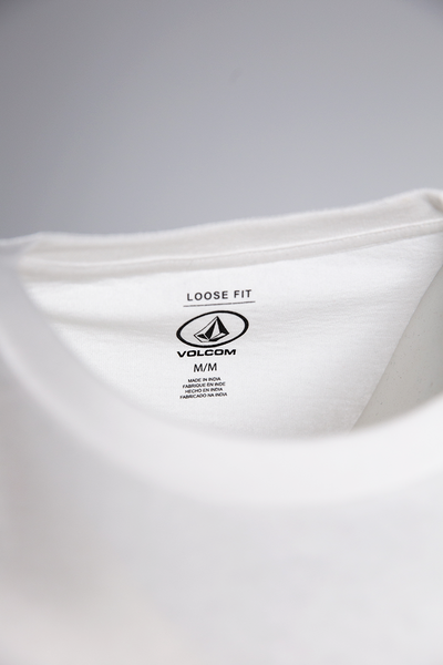 Volcom Men's White Serif Stone Loose Fit S/S T-Shirt (S02)
