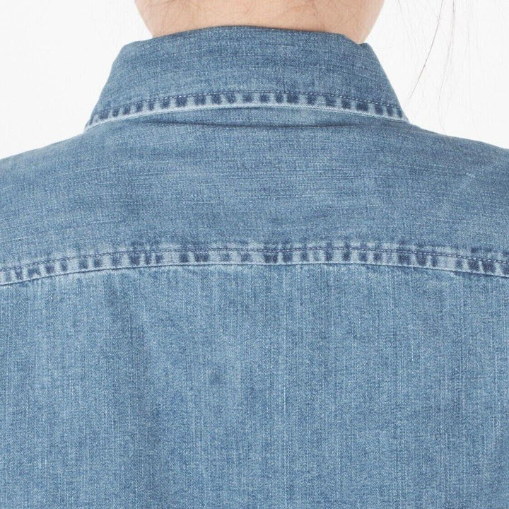 HD Branded Women's Light Indigo Artist Drive H-D ADV L/S Denim Shirt (S07A)