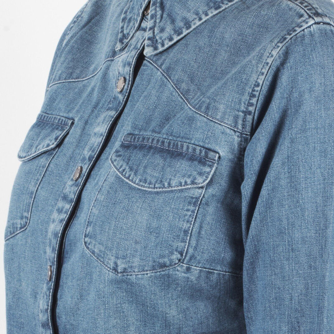 HD Branded Women's Light Indigo Artist Drive H-D ADV L/S Denim Shirt (S07A)