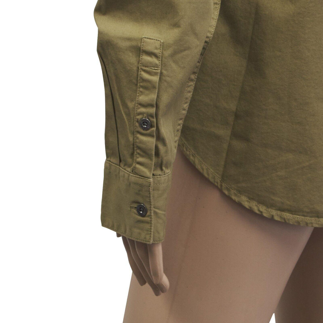HD Branded Women's Olive Green Shoulder Stud Denim L/S Woven Shirt