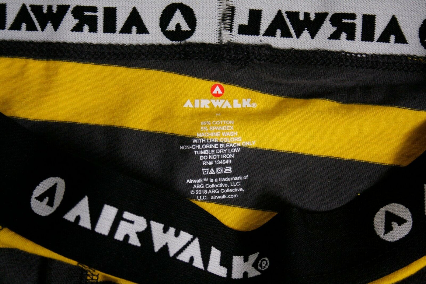 Airwalk Men's 2 Pack Yellow Black Stripe Boxer Brief
