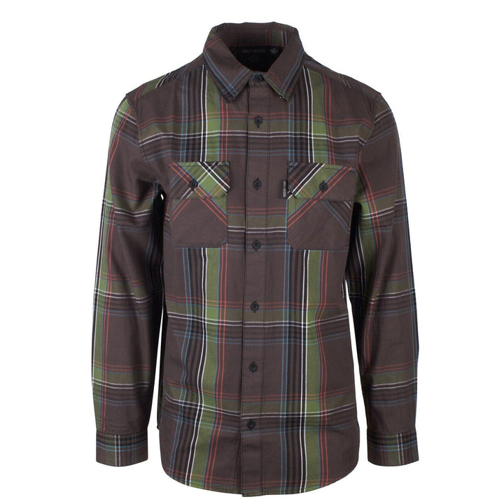 HD Branded Men's Stencil Plaid L/S Woven Shirt (S43)