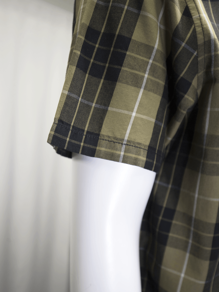 HD Branded Men's Metallic Sunburst Green Plaid S/S Woven Shirt (S10)