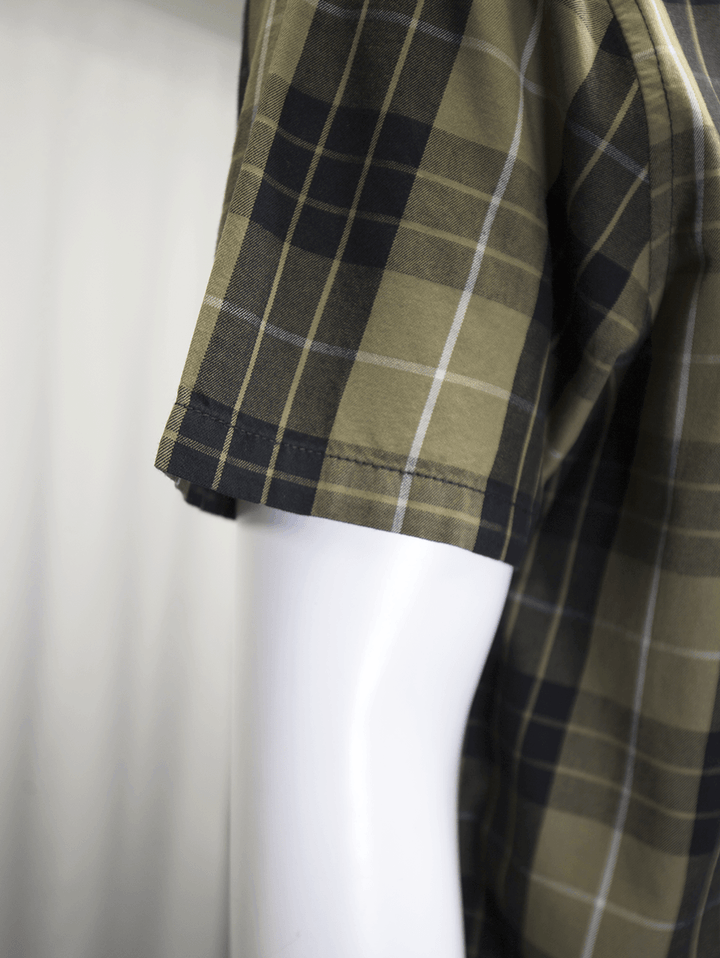 HD Branded Men's Metallic Sunburst Green Plaid S/S Woven Shirt (S10)