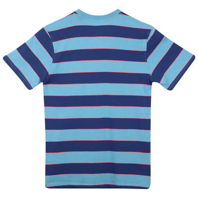 Volcom Boy's Sky Blue & Navy With Coral Striped S/S T-Shirt (S02)