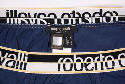 Roberto Cavalli Men's Single Pack Blue Stretch Boxer Briefs