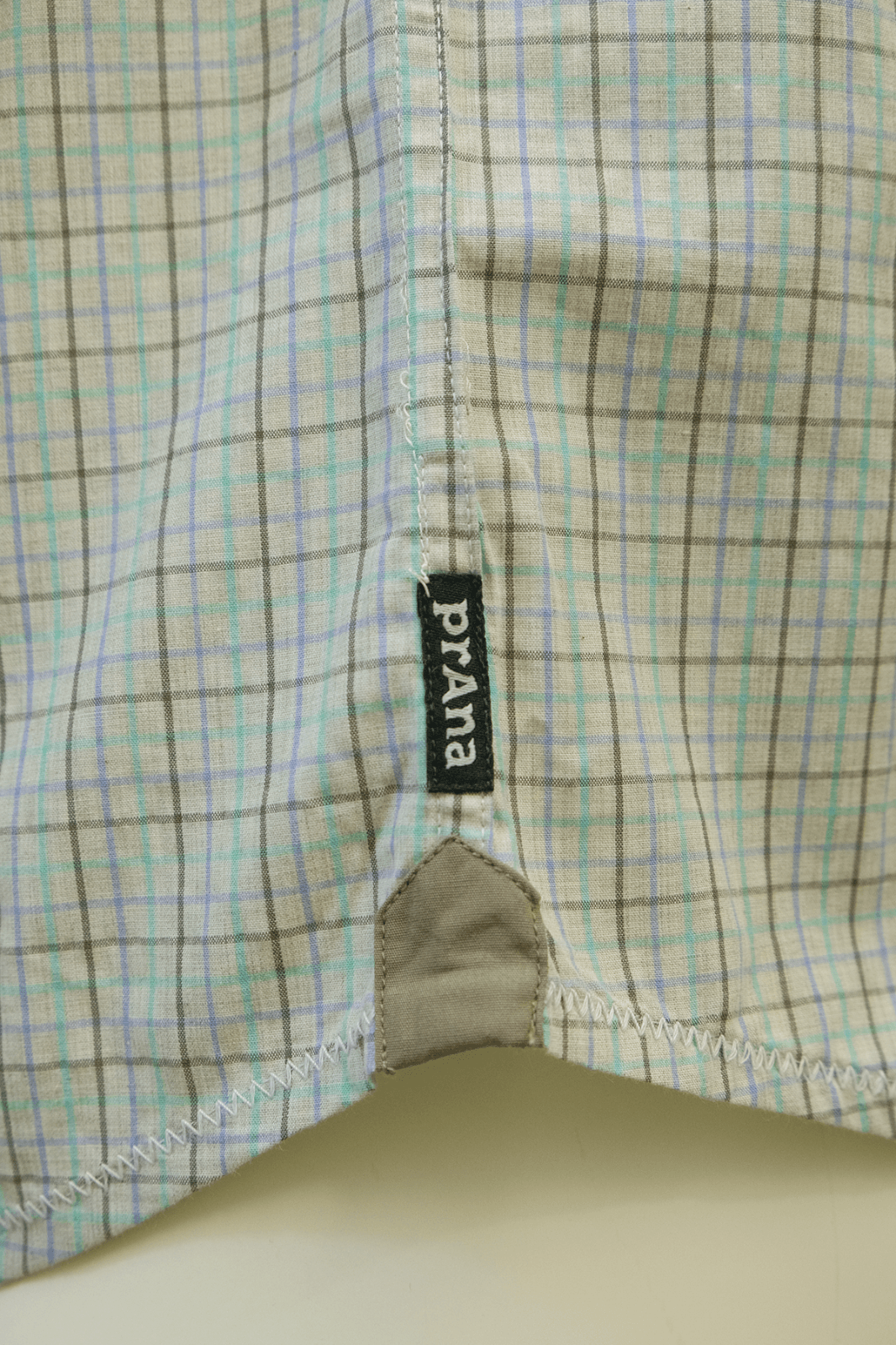 prAna Men's Cyan Box Plaid S/S Woven Shirt (Slim Fit) S03