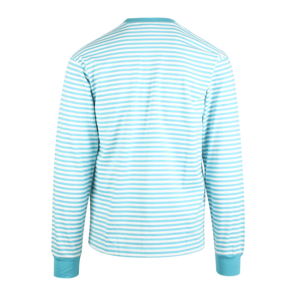 Obey Men's Aqua Turquoise 89 Icon II Striped Crew Neck L/S T-Shirt