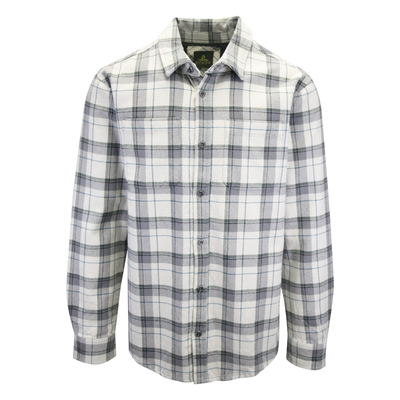 prAna Men's Grey & White L/S Flannel Shirt (S13)