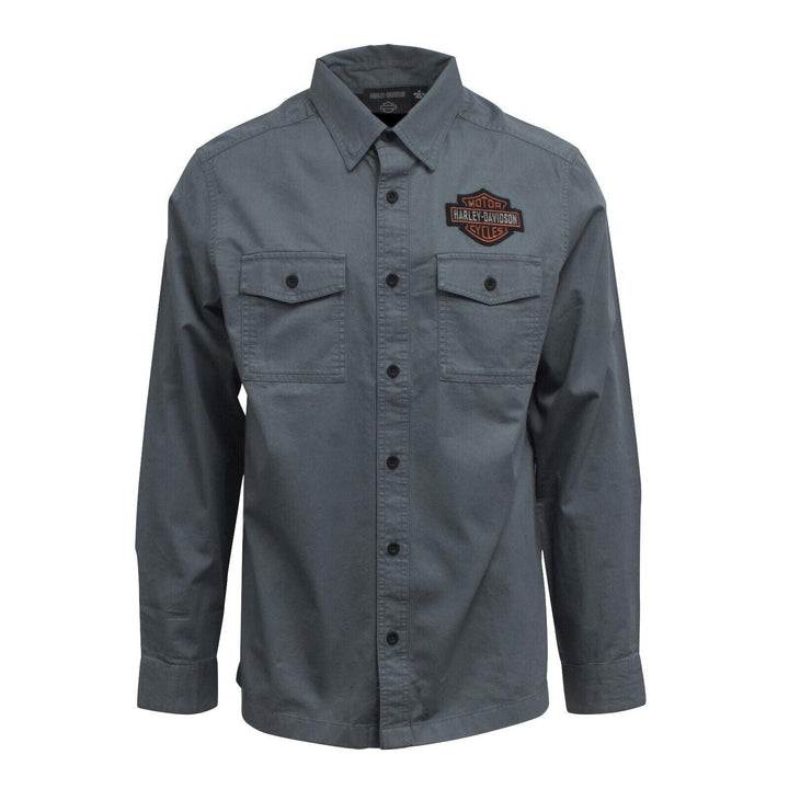 HD Branded Men's Stormy Weather Bar & Shield L/S Woven Shirt (S52A)