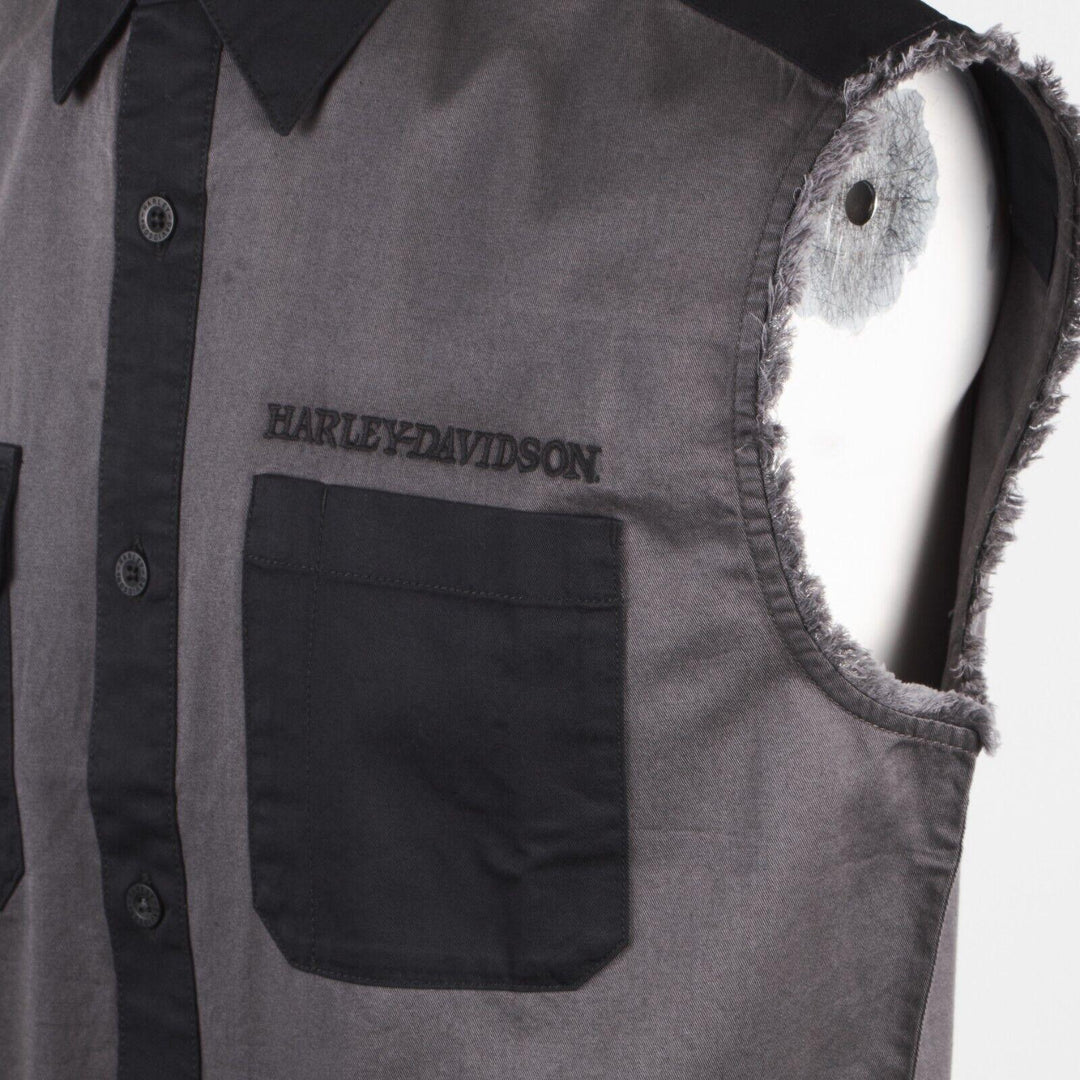 HD Branded Men's Willie G Skull Blowout Button Down Sleeveless Vest