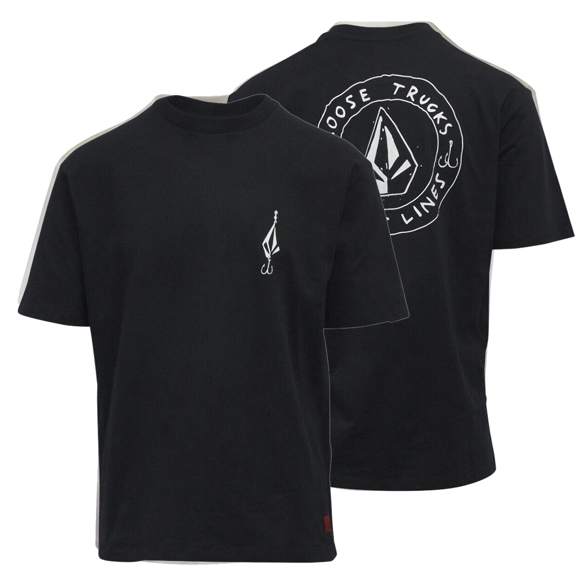 Volcom Men's Black Pentagram Pizza Loose Truck Tight Lines S/S T-Shirt