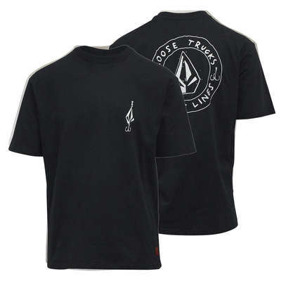 Volcom Men's Black Pentagram Pizza Loose Truck Tight Lines S/S T-Shirt