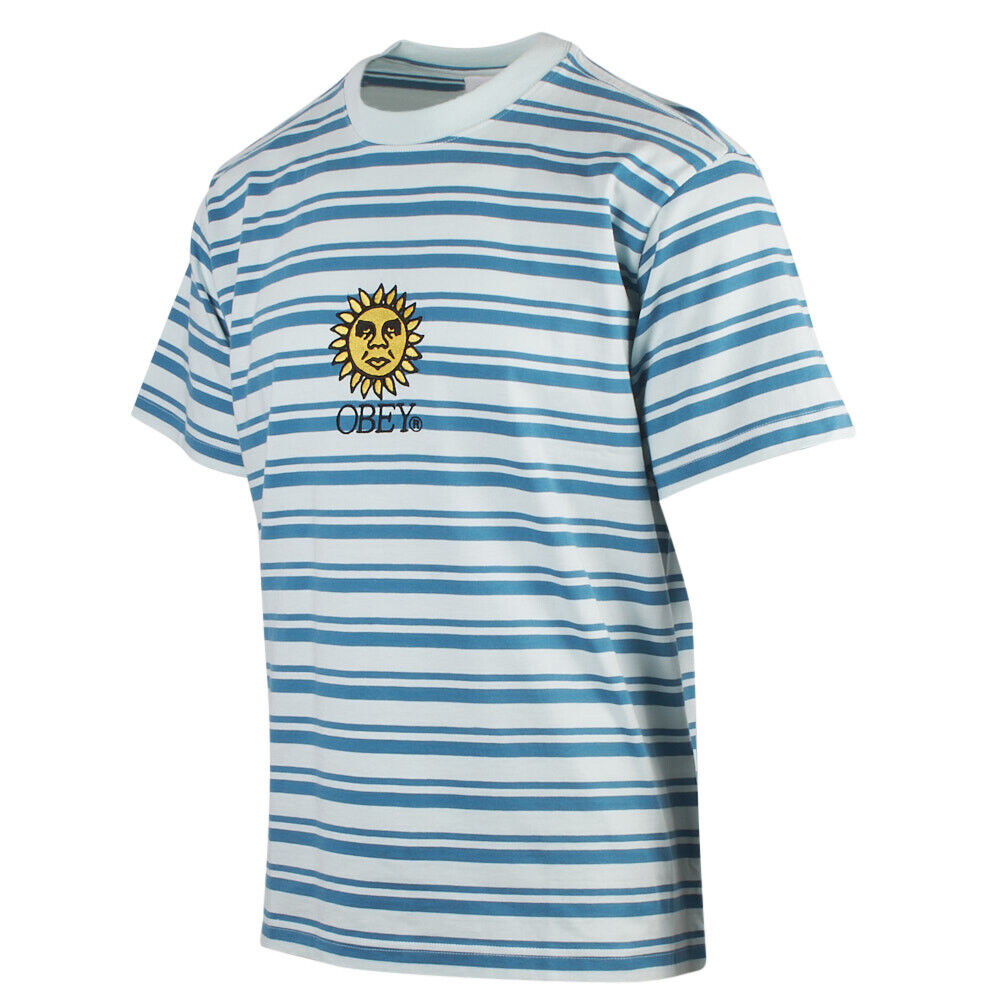 OBEY Men's Cucumber Blue Sunrise Striped S/S T-Shirt