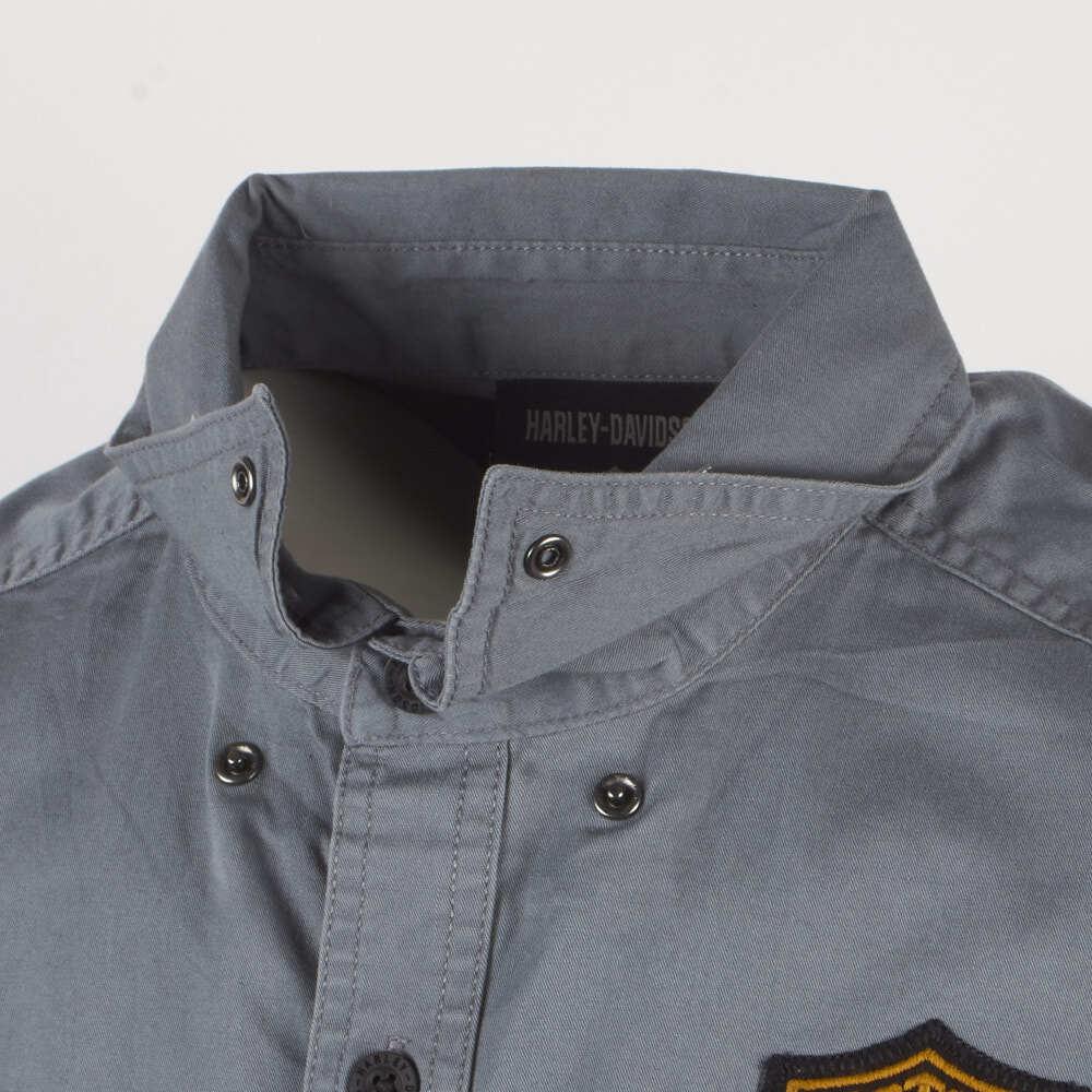 HD Branded Men's Stormy Weather Aqua Bar & Shield S/S Woven Shirt (S43A)