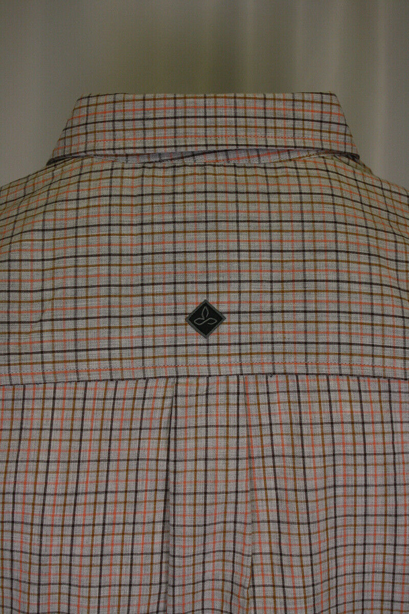 prAna Men's Salmon Grey Mini Plaid L/S Woven Shirt (S71)
