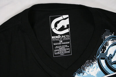 Ecko Unltd. Men's Black w/ Blue Logo V-Neck S/S T-Shirt (Size 3X)