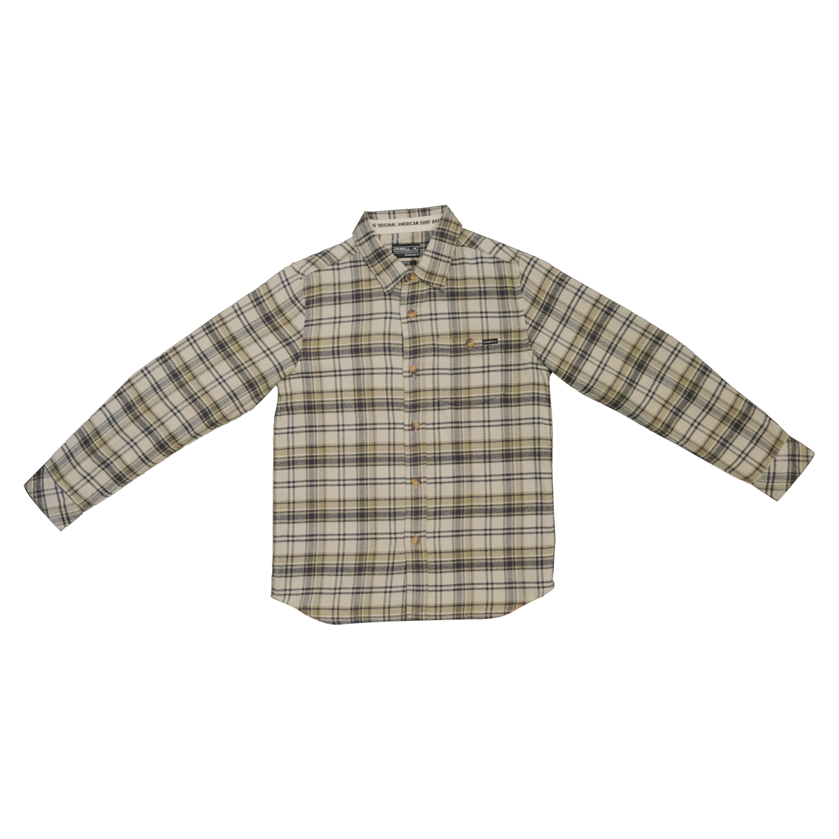 O'Neill Boy's Golden Tan Black Plaid L/S Flannel Shirt (Retail $40)