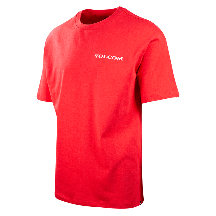 Volcom Men's Red Serif Stone Loose Fit S/S T-Shirt (S04)
