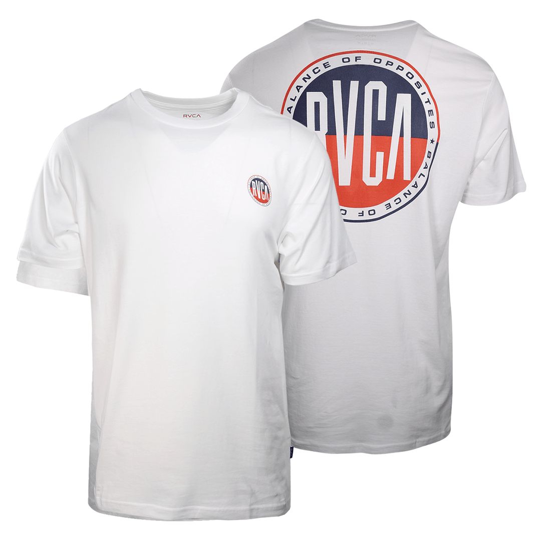 RVCA Men's White Navy Red Circle Regular Fit S/S T-Shirt (S15)