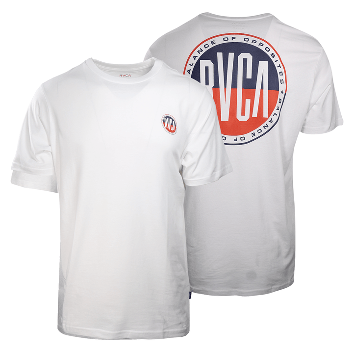 RVCA Men's White Navy Red Circle Regular Fit S/S T-Shirt (S15)