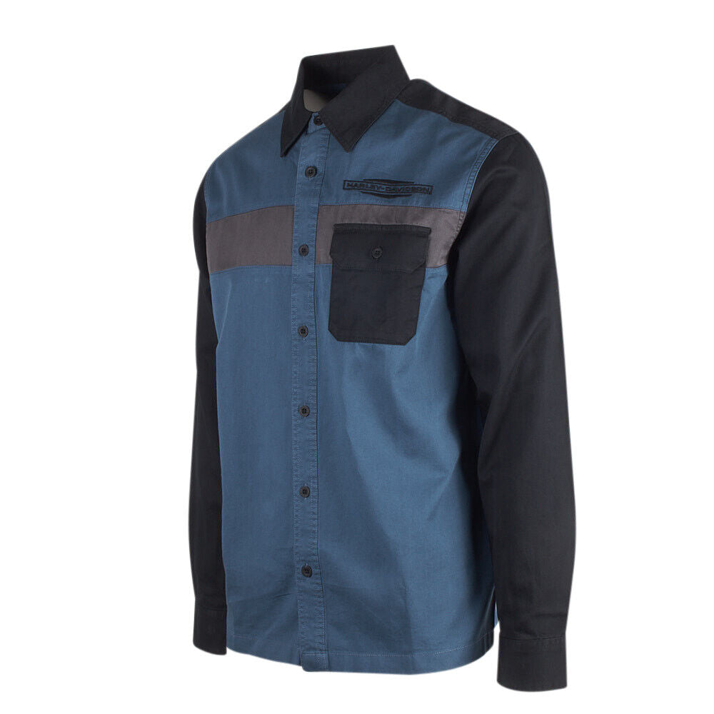Harley-Davidson Men's Timeless Mechanic Colorblock L/S Woven Shirt (S48)
