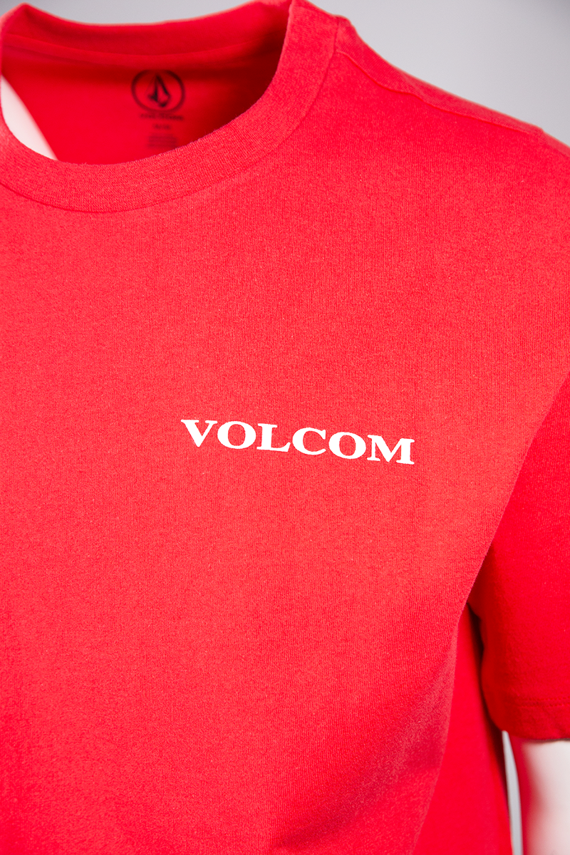 Volcom Men's Red Serif Stone Loose Fit S/S T-Shirt (S04)