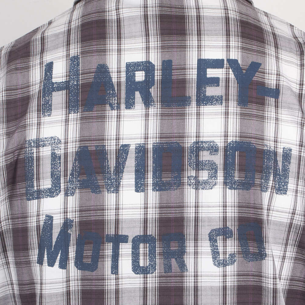 Harley-Davidson Men's Purple White Plaid Amplifier S/S Woven Shirt (S34)