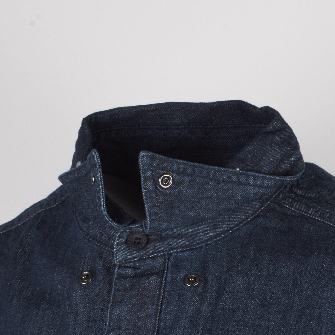 HD Branded Men's Dark Indigo Bar & Shield Denim L/S Woven Shirt (S50)