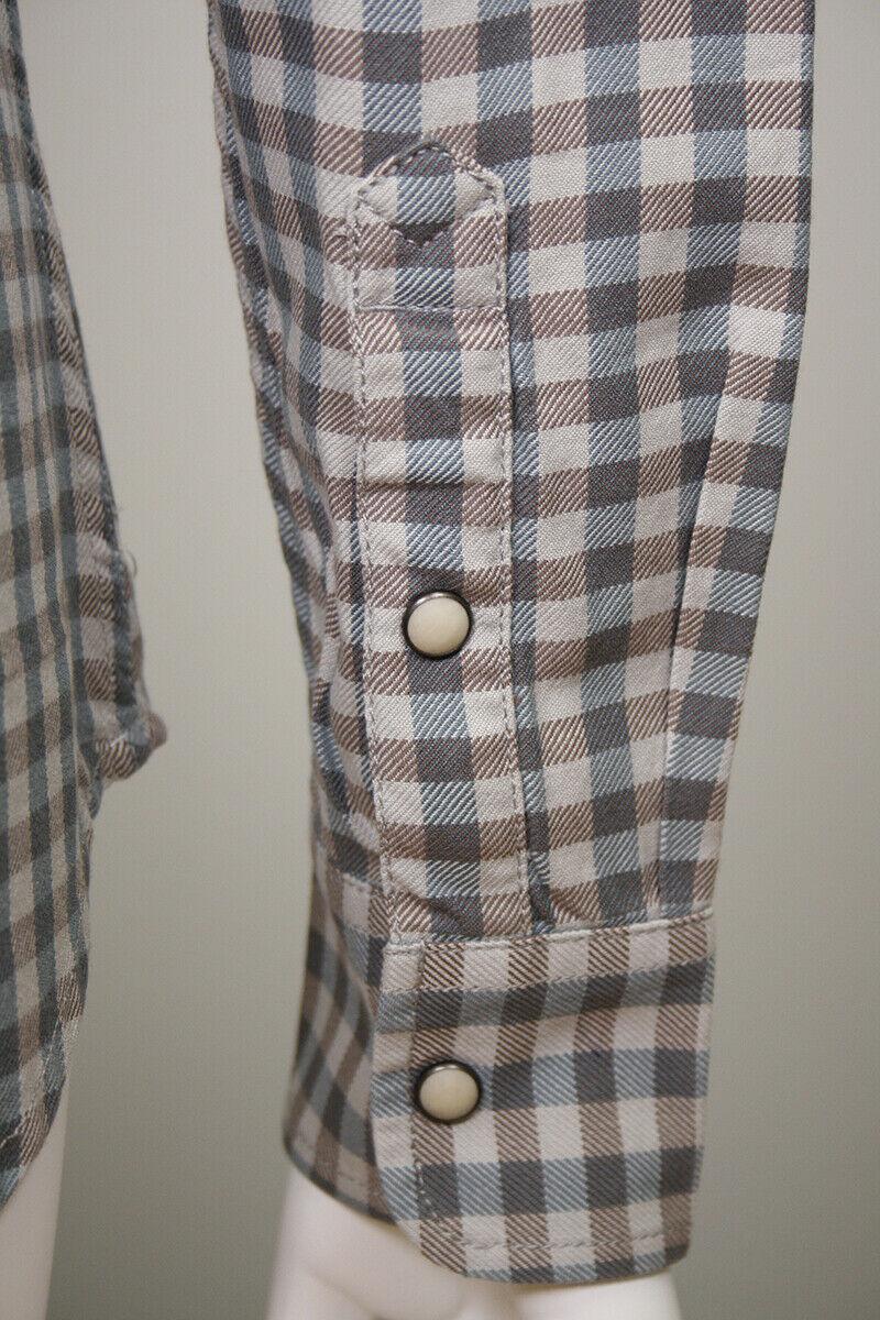 HD Branded Women's Grey Blue Plaid L/S Woven Shirt