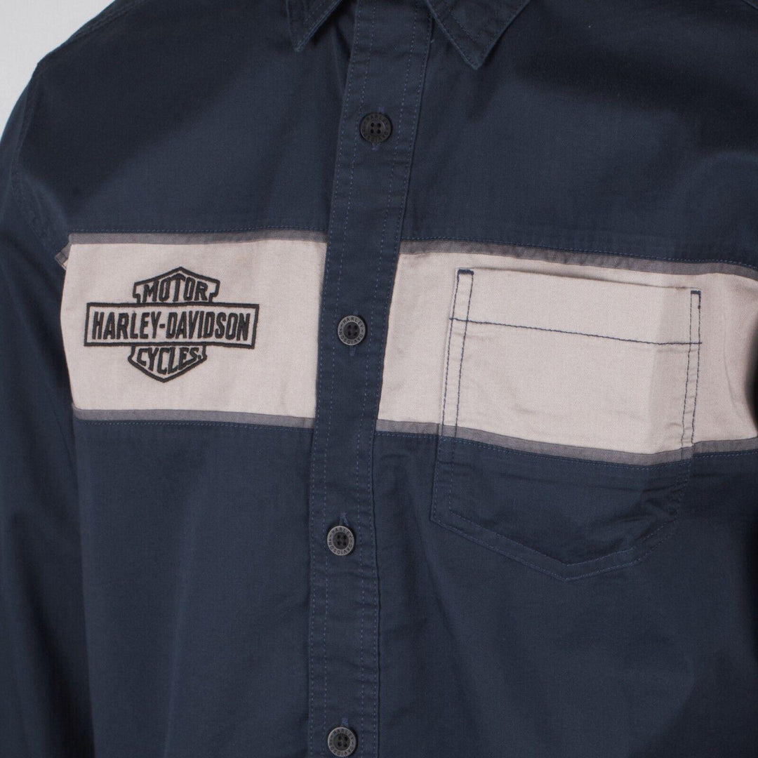 HD Branded Men's Arched Graphic Colorblock Mechanics L/S Woven Shirt (S45)