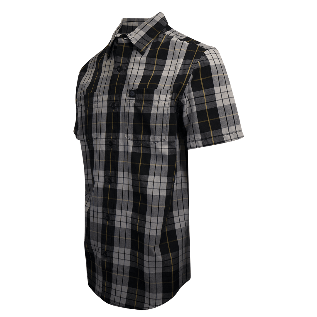 HD Branded Men's Navy Grey Yellow S/S Woven Shirt (S02)