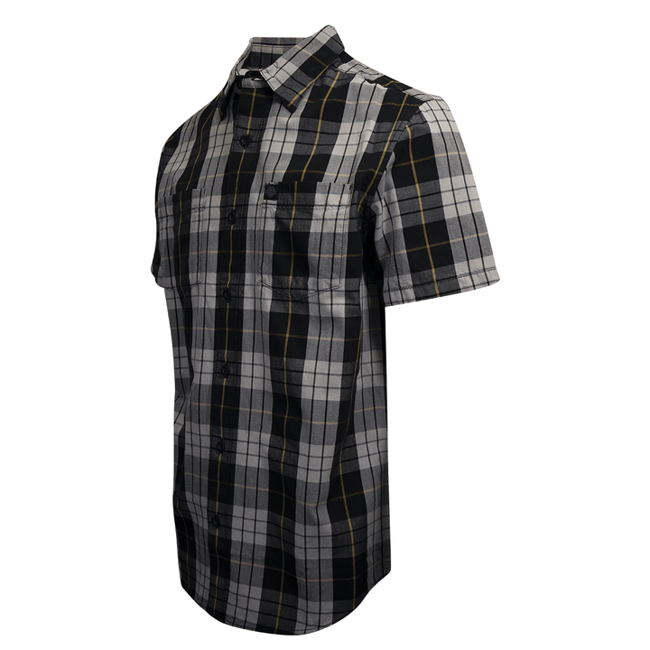 HD Branded Men's Navy Grey Yellow S/S Woven Shirt (S02)