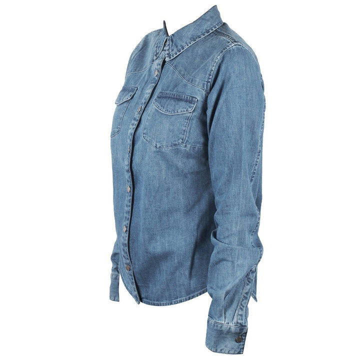 HD Branded Women's Light Indigo Artist Drive H-D ADV L/S Denim Shirt (S07A)